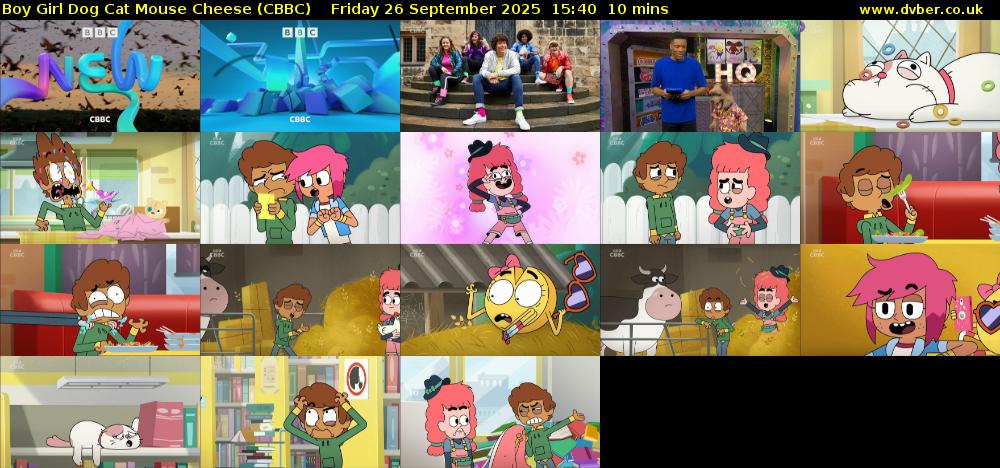Boy Girl Dog Cat Mouse Cheese (CBBC) Friday 26 September 2025 15:40 - 15:50