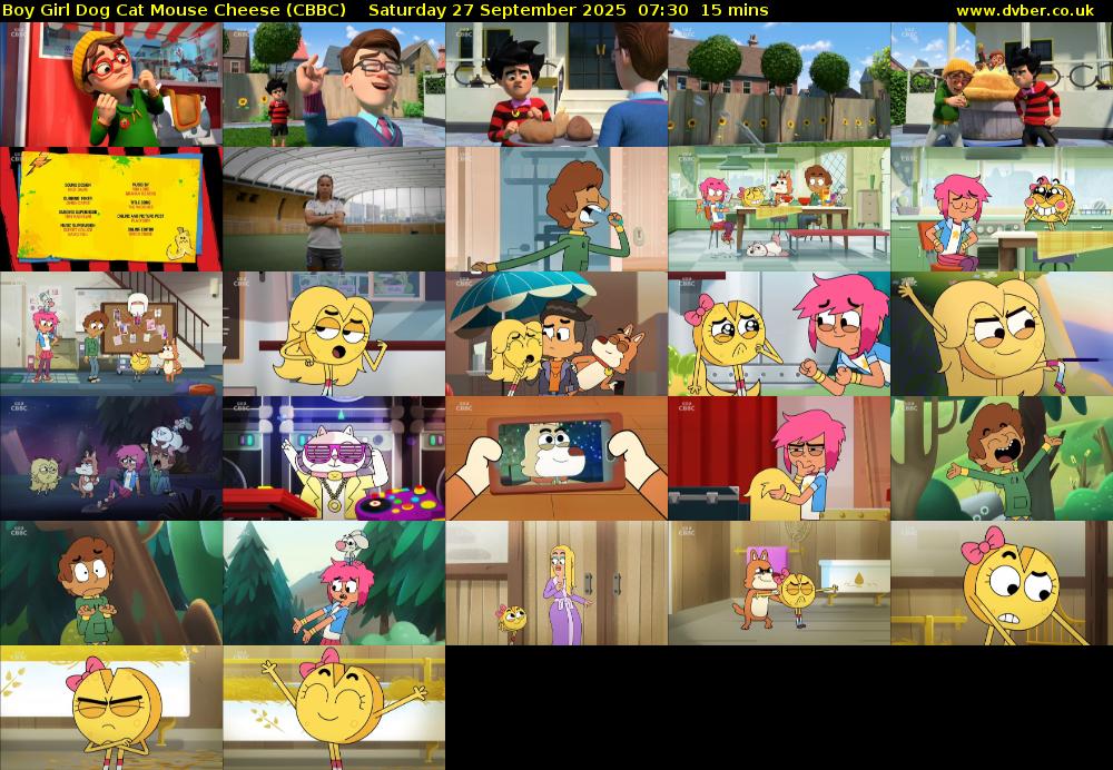 Boy Girl Dog Cat Mouse Cheese (CBBC) Saturday 27 September 2025 07:30 - 07:45