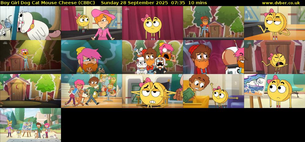 Boy Girl Dog Cat Mouse Cheese (CBBC) Sunday 28 September 2025 07:35 - 07:45