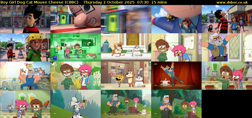 Boy Girl Dog Cat Mouse Cheese (CBBC) Thursday 2 October 2025 07:30 - 07:45