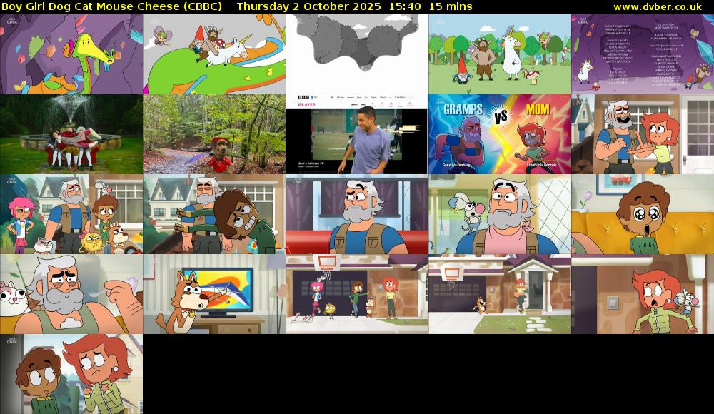 Boy Girl Dog Cat Mouse Cheese (CBBC) Thursday 2 October 2025 15:40 - 15:55