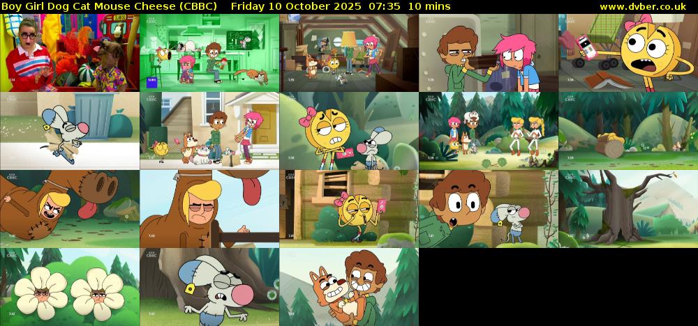Boy Girl Dog Cat Mouse Cheese (CBBC) Friday 10 October 2025 07:35 - 07:45