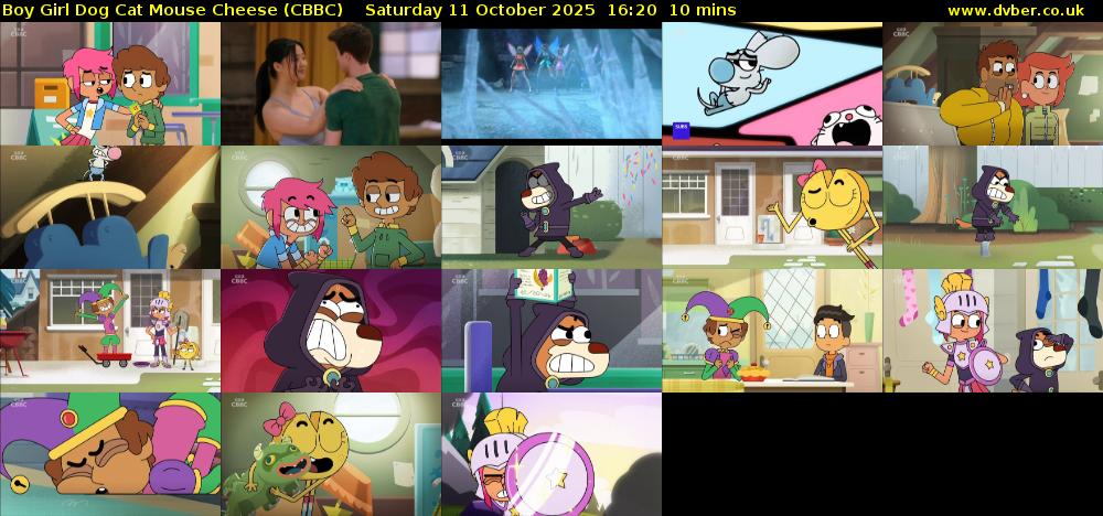 Boy Girl Dog Cat Mouse Cheese (CBBC) Saturday 11 October 2025 16:20 - 16:30