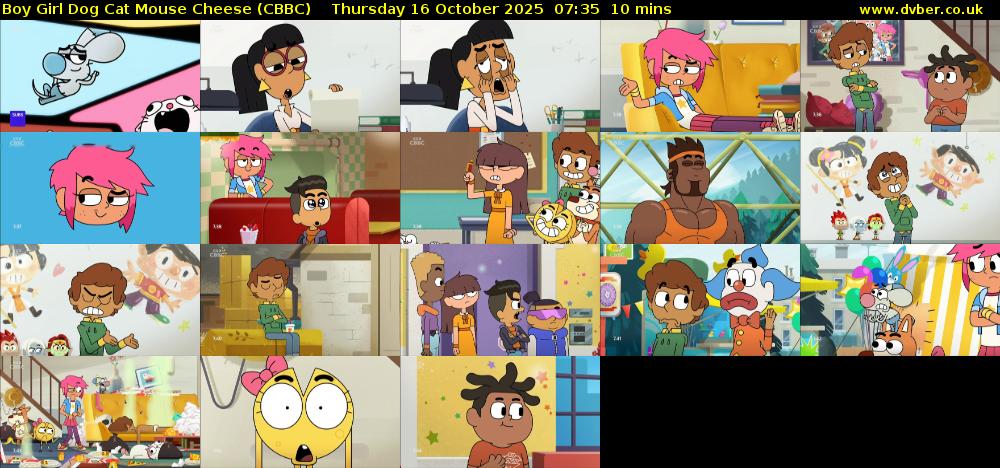 Boy Girl Dog Cat Mouse Cheese (CBBC) Thursday 16 October 2025 07:35 - 07:45