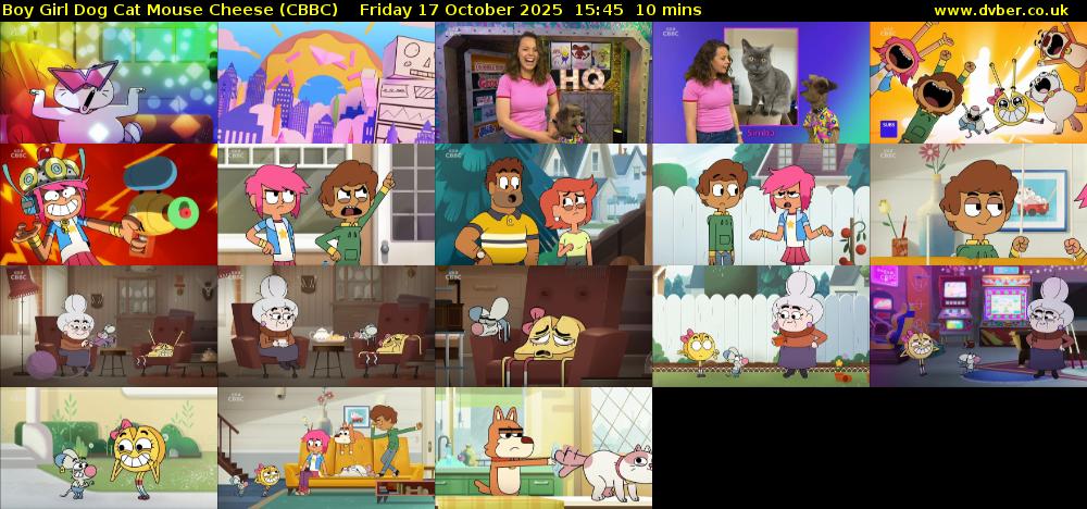 Boy Girl Dog Cat Mouse Cheese (CBBC) Friday 17 October 2025 15:45 - 15:55