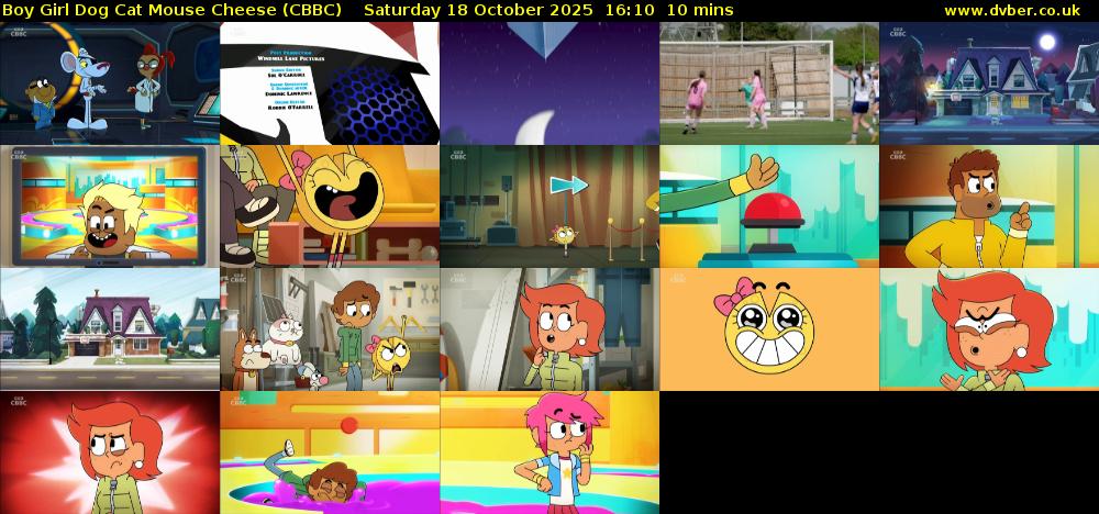 Boy Girl Dog Cat Mouse Cheese (CBBC) Saturday 18 October 2025 16:10 - 16:20
