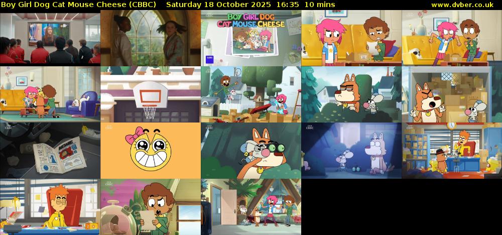 Boy Girl Dog Cat Mouse Cheese (CBBC) Saturday 18 October 2025 16:35 - 16:45