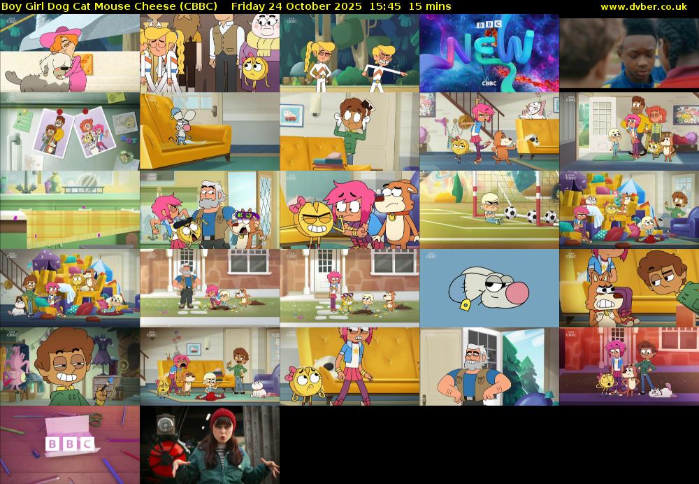 Boy Girl Dog Cat Mouse Cheese (CBBC) Friday 24 October 2025 15:45 - 16:00