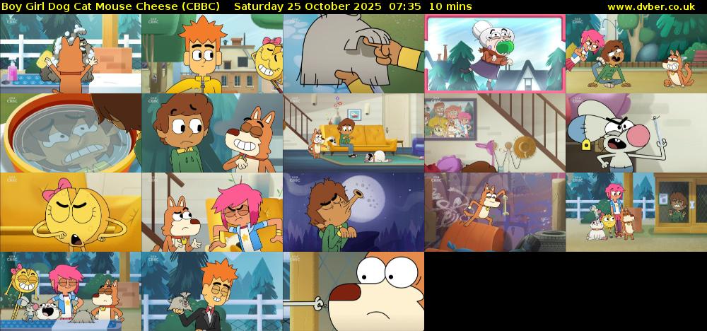 Boy Girl Dog Cat Mouse Cheese (CBBC) Saturday 25 October 2025 07:35 - 07:45