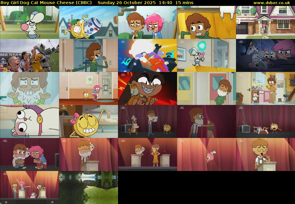 Boy Girl Dog Cat Mouse Cheese (CBBC) Sunday 26 October 2025 14:40 - 14:55