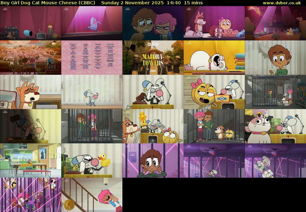 Boy Girl Dog Cat Mouse Cheese (CBBC) Sunday 2 November 2025 14:40 - 14:55