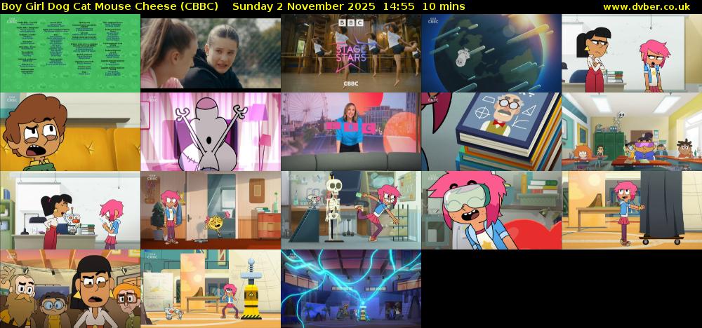 Boy Girl Dog Cat Mouse Cheese (CBBC) Sunday 2 November 2025 14:55 - 15:05