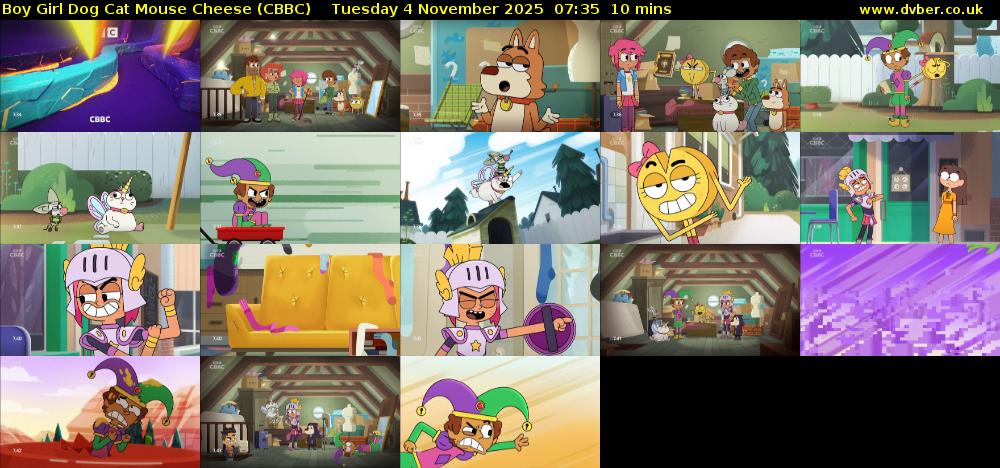 Boy Girl Dog Cat Mouse Cheese (CBBC) Tuesday 4 November 2025 07:35 - 07:45