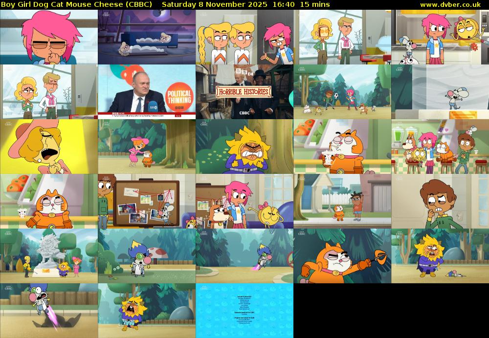 Boy Girl Dog Cat Mouse Cheese (CBBC) Saturday 8 November 2025 16:40 - 16:55