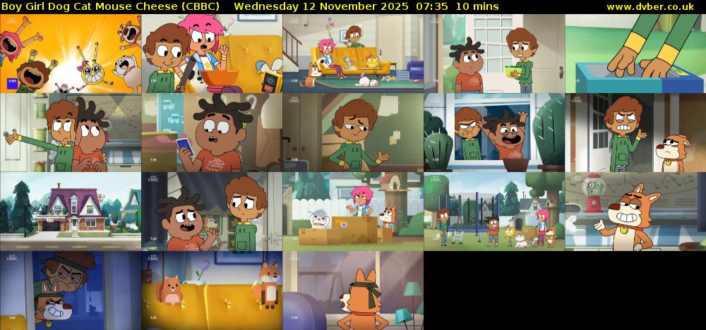 Boy Girl Dog Cat Mouse Cheese (CBBC) Wednesday 12 November 2025 07:35 - 07:45