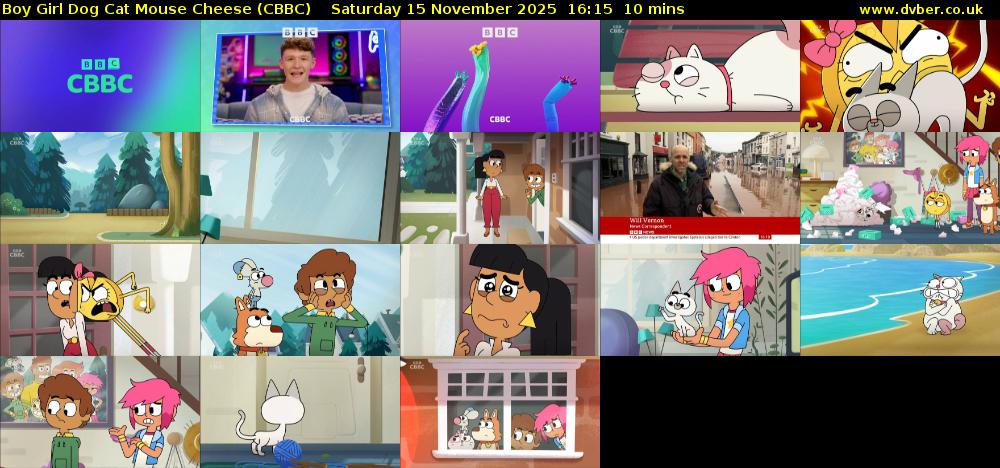 Boy Girl Dog Cat Mouse Cheese (CBBC) Saturday 15 November 2025 16:15 - 16:25