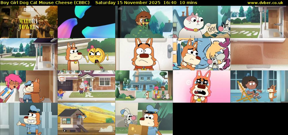 Boy Girl Dog Cat Mouse Cheese (CBBC) Saturday 15 November 2025 16:40 - 16:50