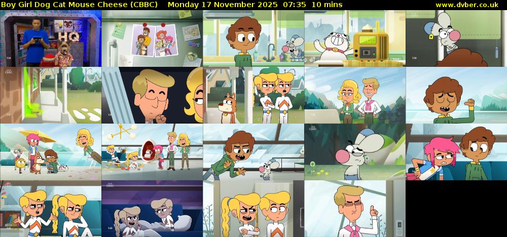 Boy Girl Dog Cat Mouse Cheese (CBBC) Monday 17 November 2025 07:35 - 07:45