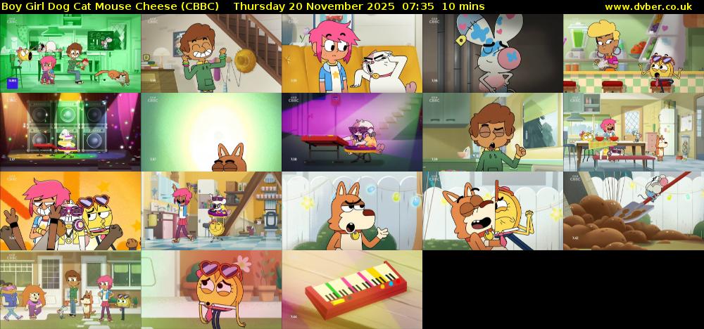 Boy Girl Dog Cat Mouse Cheese (CBBC) Thursday 20 November 2025 07:35 - 07:45