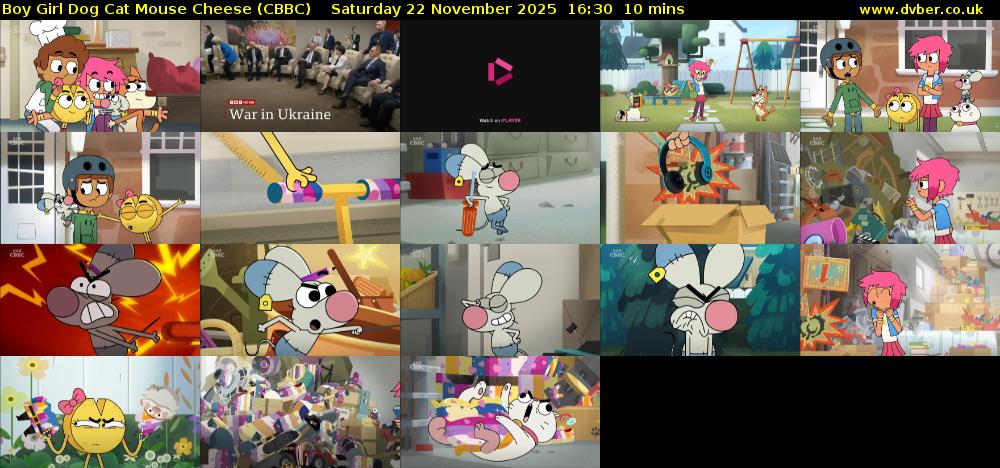 Boy Girl Dog Cat Mouse Cheese (CBBC) Saturday 22 November 2025 16:30 - 16:40