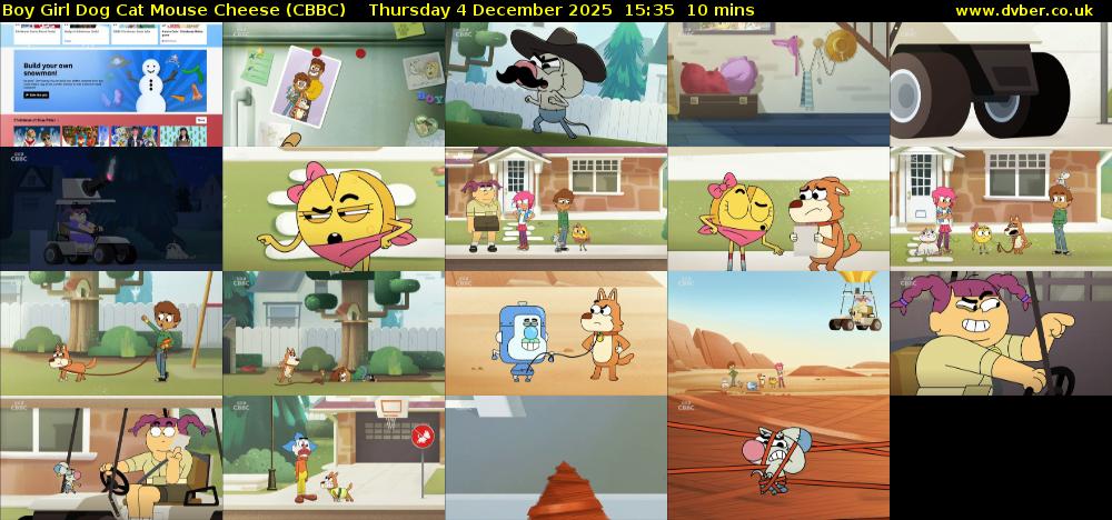 Boy Girl Dog Cat Mouse Cheese (CBBC) Thursday 4 December 2025 15:35 - 15:45