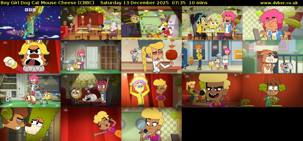 Boy Girl Dog Cat Mouse Cheese (CBBC) Saturday 13 December 2025 07:35 - 07:45