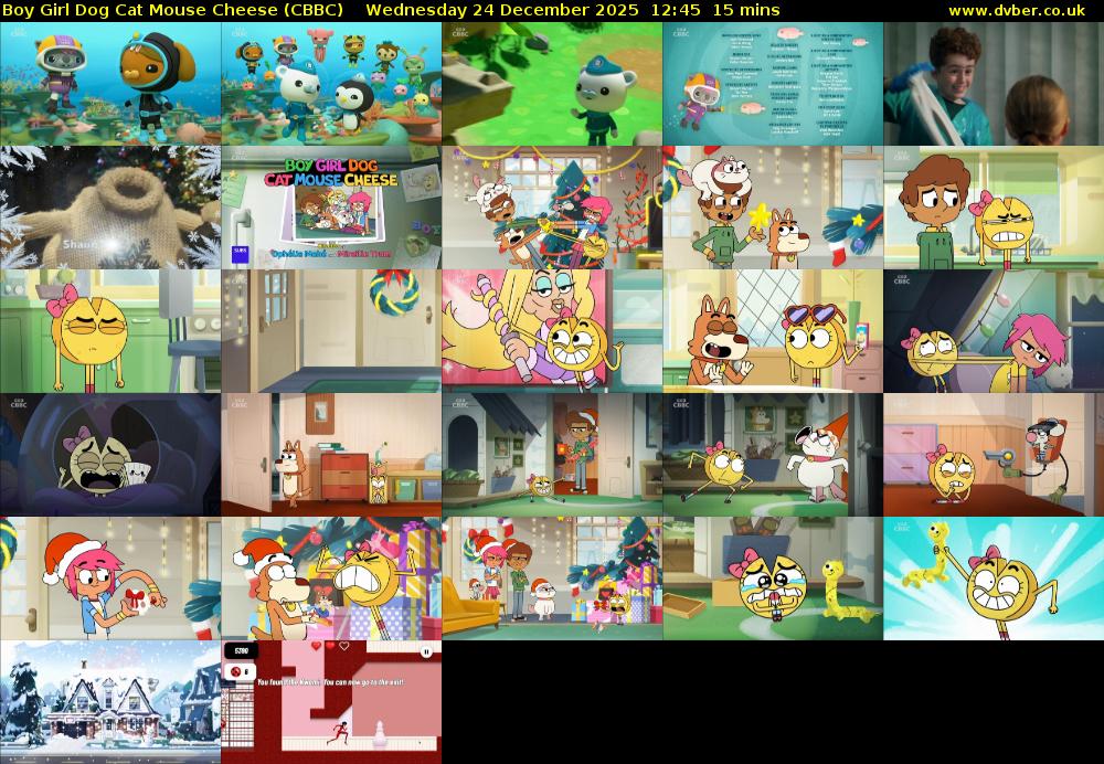 Boy Girl Dog Cat Mouse Cheese (CBBC) Wednesday 24 December 2025 12:45 - 13:00