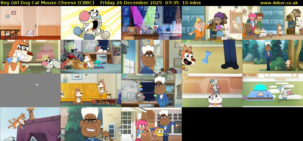 Boy Girl Dog Cat Mouse Cheese (CBBC) Friday 26 December 2025 07:35 - 07:45