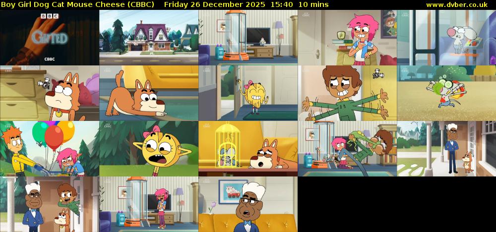 Boy Girl Dog Cat Mouse Cheese (CBBC) Friday 26 December 2025 15:40 - 15:50