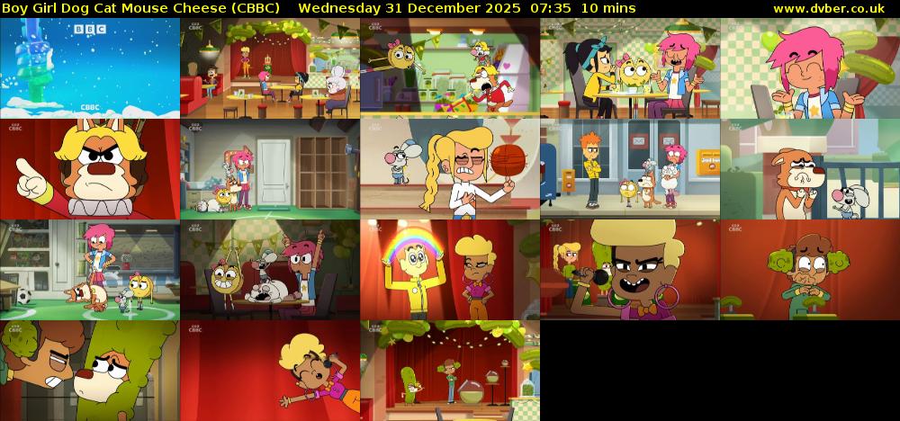 Boy Girl Dog Cat Mouse Cheese (CBBC) Wednesday 31 December 2025 07:35 - 07:45