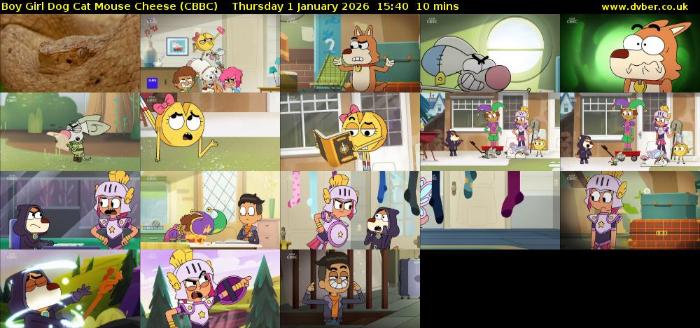 Boy Girl Dog Cat Mouse Cheese (CBBC) Thursday 1 January 2026 15:40 - 15:50