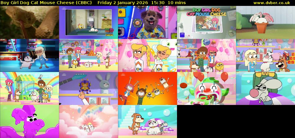 Boy Girl Dog Cat Mouse Cheese (CBBC) Friday 2 January 2026 15:30 - 15:40