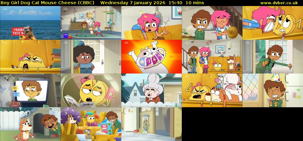 Boy Girl Dog Cat Mouse Cheese (CBBC) Wednesday 7 January 2026 15:40 - 15:50