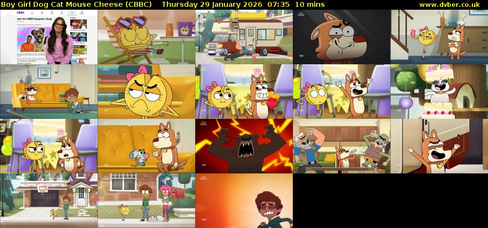 Boy Girl Dog Cat Mouse Cheese (CBBC) Thursday 29 January 2026 07:35 - 07:45