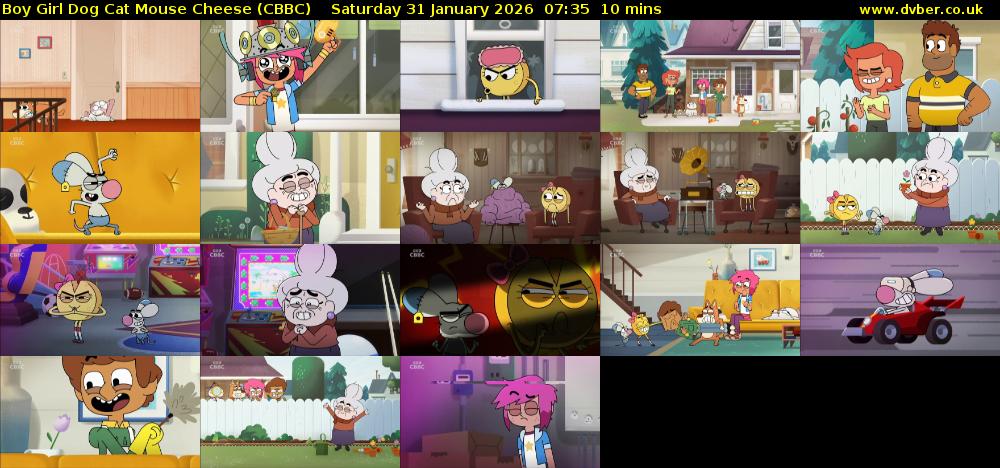 Boy Girl Dog Cat Mouse Cheese (CBBC) Saturday 31 January 2026 07:35 - 07:45