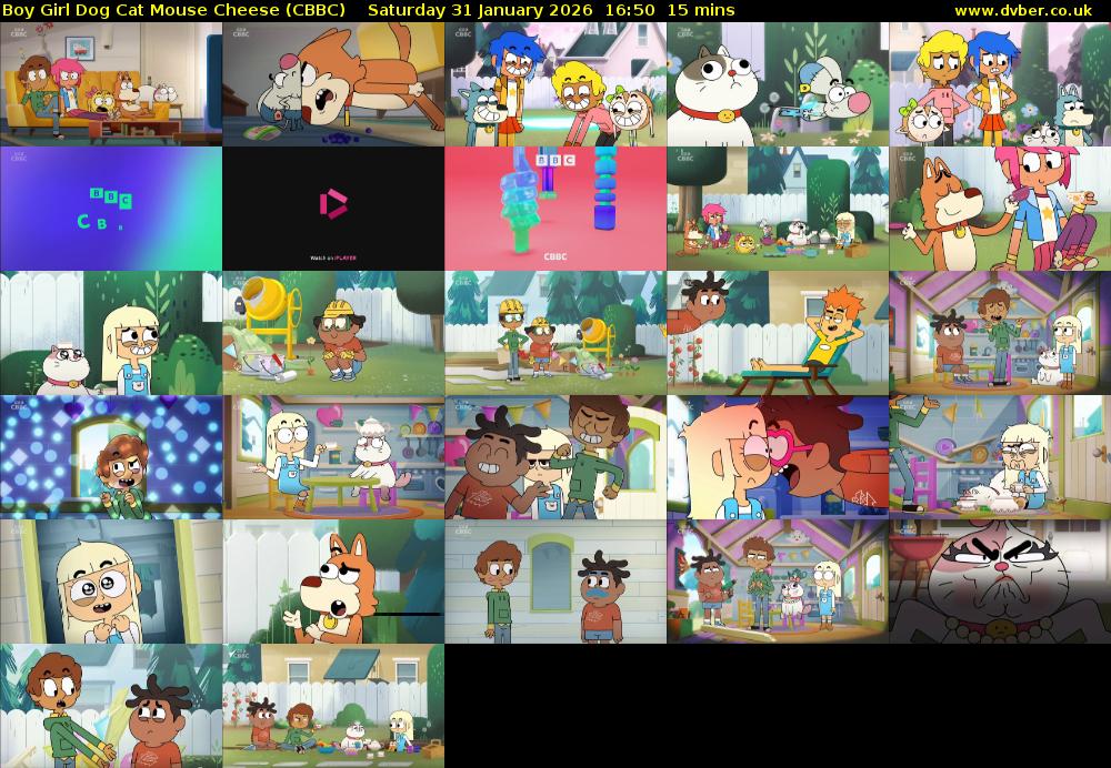 Boy Girl Dog Cat Mouse Cheese (CBBC) Saturday 31 January 2026 16:50 - 17:05