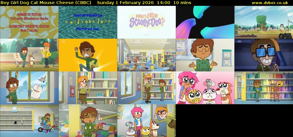 Boy Girl Dog Cat Mouse Cheese (CBBC) Sunday 1 February 2026 14:00 - 14:10