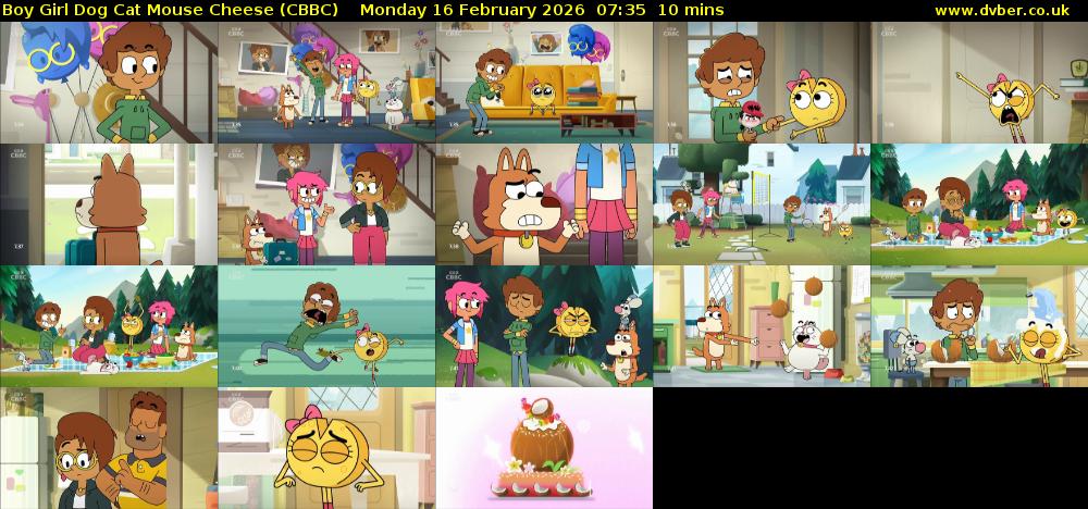 Boy Girl Dog Cat Mouse Cheese (CBBC) Monday 16 February 2026 07:35 - 07:45