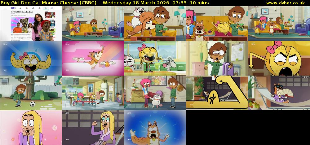 Boy Girl Dog Cat Mouse Cheese (CBBC) Wednesday 18 March 2026 07:35 - 07:45