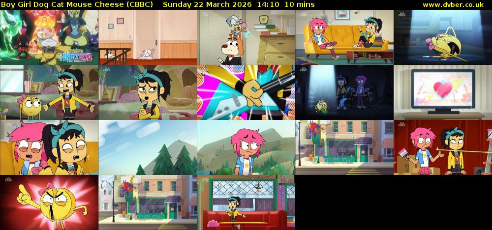 Boy Girl Dog Cat Mouse Cheese (CBBC) Sunday 22 March 2026 14:10 - 14:20