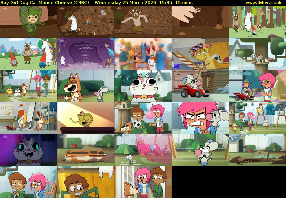 Boy Girl Dog Cat Mouse Cheese (CBBC) Wednesday 25 March 2026 15:35 - 15:50