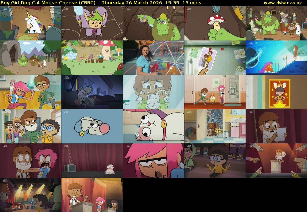 Boy Girl Dog Cat Mouse Cheese (CBBC) Thursday 26 March 2026 15:35 - 15:50
