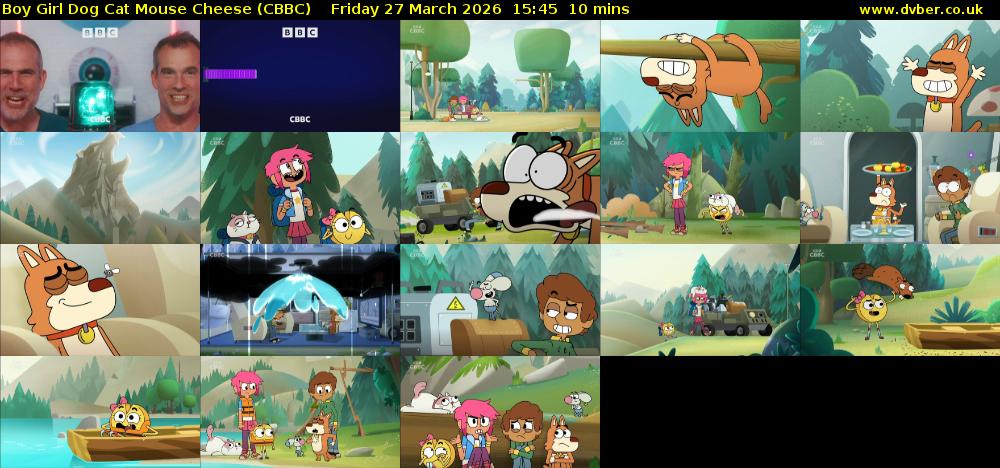 Boy Girl Dog Cat Mouse Cheese (CBBC) Friday 27 March 2026 15:45 - 15:55