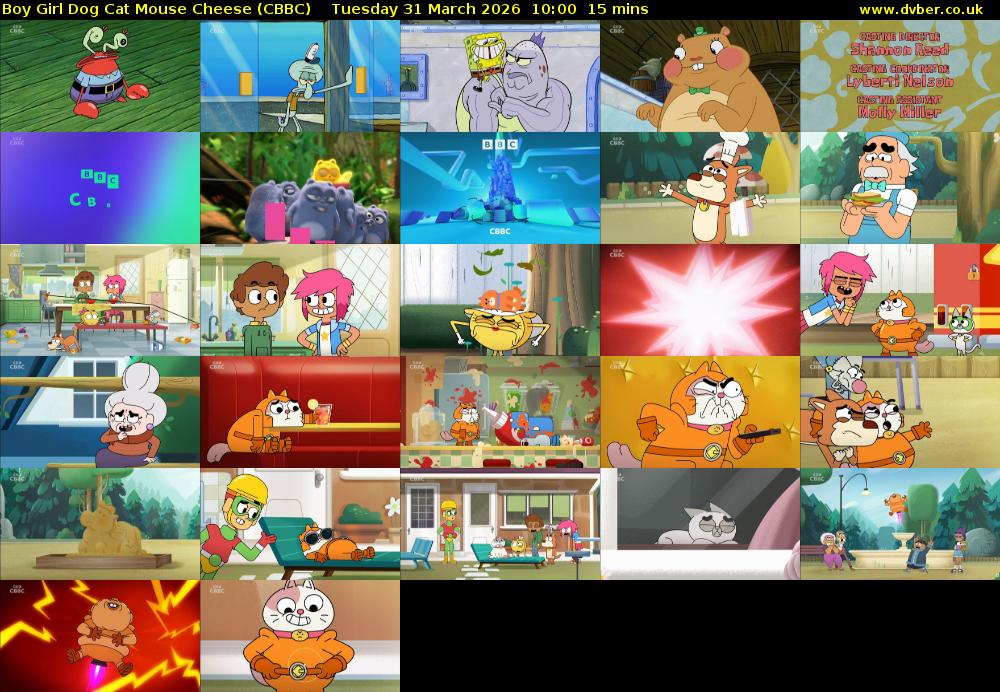 Boy Girl Dog Cat Mouse Cheese (CBBC) Tuesday 31 March 2026 10:00 - 10:15