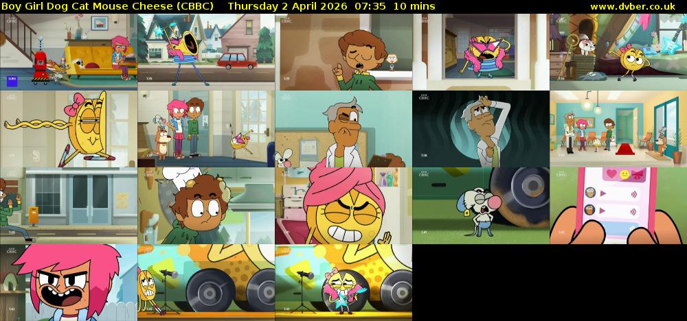 Boy Girl Dog Cat Mouse Cheese (CBBC) Thursday 2 April 2026 07:35 - 07:45
