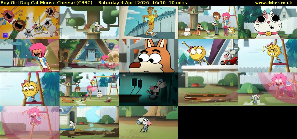 Boy Girl Dog Cat Mouse Cheese (CBBC) Saturday 4 April 2026 16:10 - 16:20