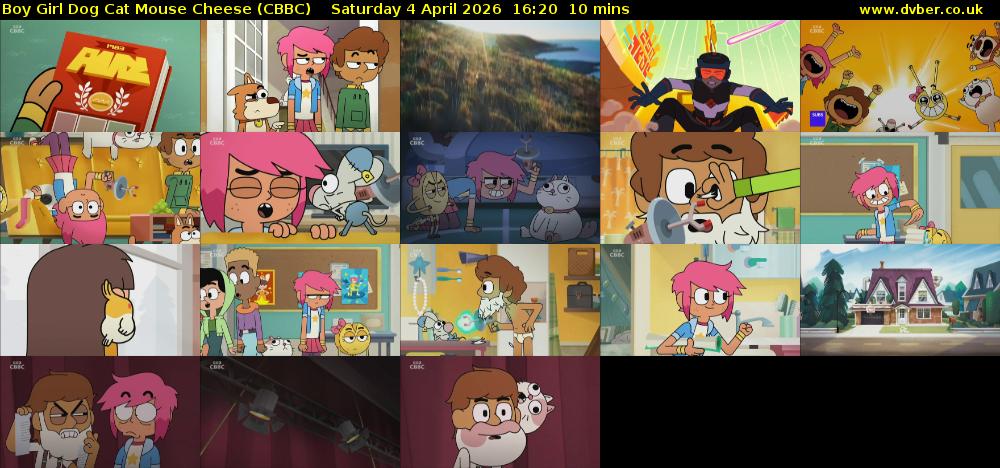 Boy Girl Dog Cat Mouse Cheese (CBBC) Saturday 4 April 2026 16:20 - 16:30