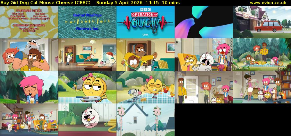 Boy Girl Dog Cat Mouse Cheese (CBBC) Sunday 5 April 2026 14:15 - 14:25