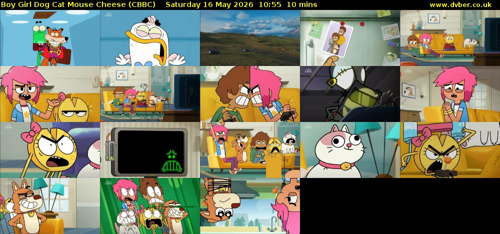 Boy Girl Dog Cat Mouse Cheese (CBBC) Saturday 16 May 2026 10:55 - 11:05
