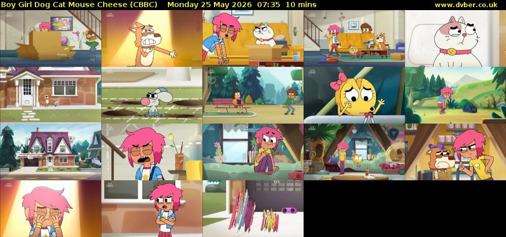 Boy Girl Dog Cat Mouse Cheese (CBBC) Monday 25 May 2026 07:35 - 07:45